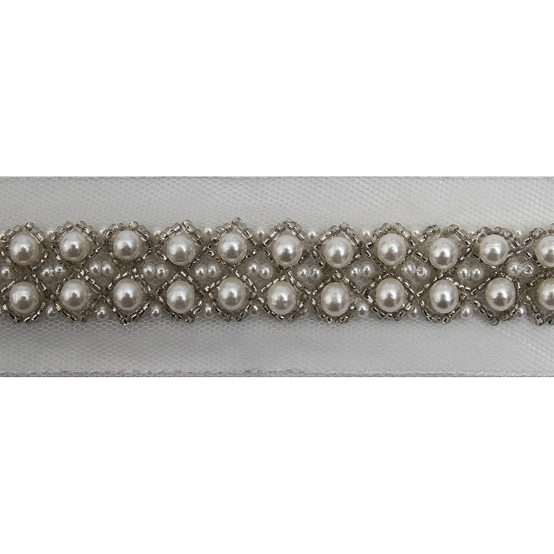 kavatar  wholesale new Handmade Bead lace Embroidered Tulle Trim wedding with Accessories Beads Rhinestones