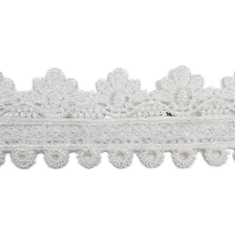 Wholesale sequins Lace Trim Water soluble lace white bridal lace trim Embroidery Sequin Tape For Dress cheap