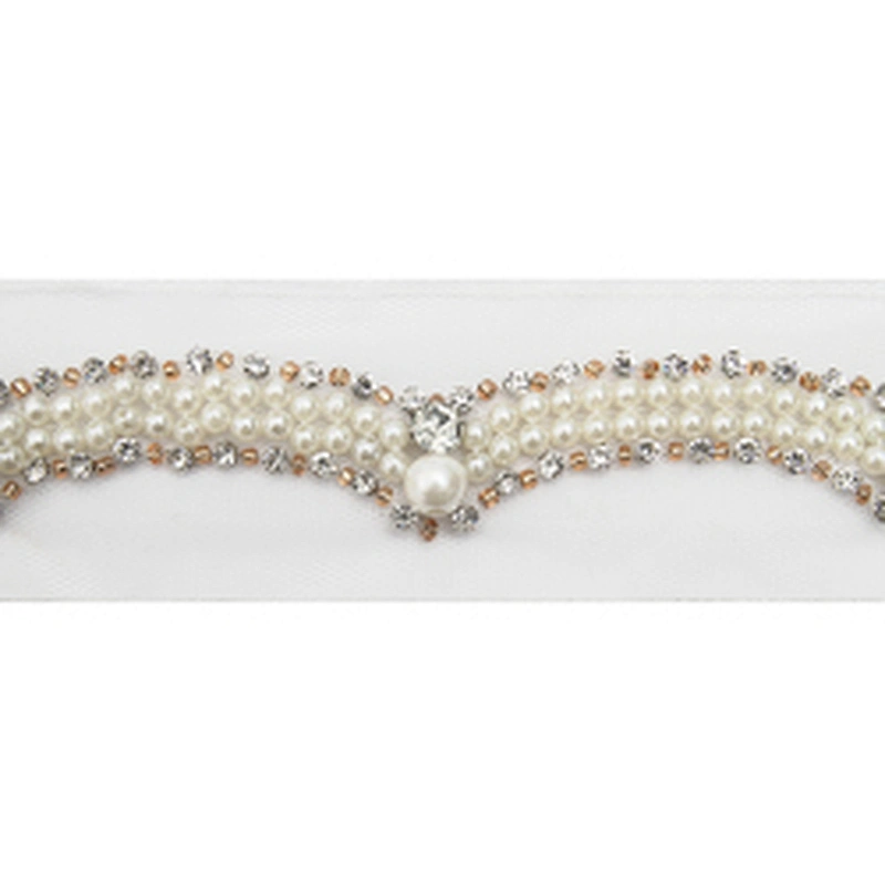 kavatar  wholesale new Handmade Bead lace Embroidered Tulle Trim wedding with Accessories Beads Crystals & Rhinestones