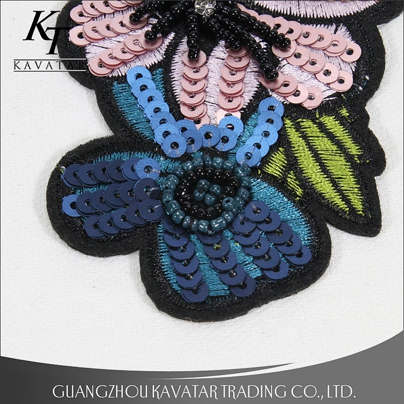 Beautiful Pink Blue Sequin Flower Patches Decorations Stick on Clothes