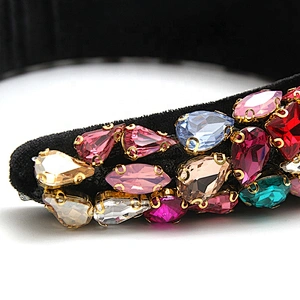 Wholesale rhinestone hair band sponge fleece creative fluffy fashion girl hair band hair band luxury full drill hoop