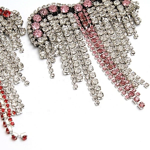Christmas Cherry Flower Decorative Sew on Rhinestone Beaded Patches Wholesale patches for clothing