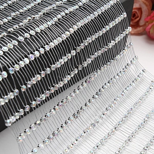 wholesale diamond dress design mesh rhinestone ribbon Fabric
