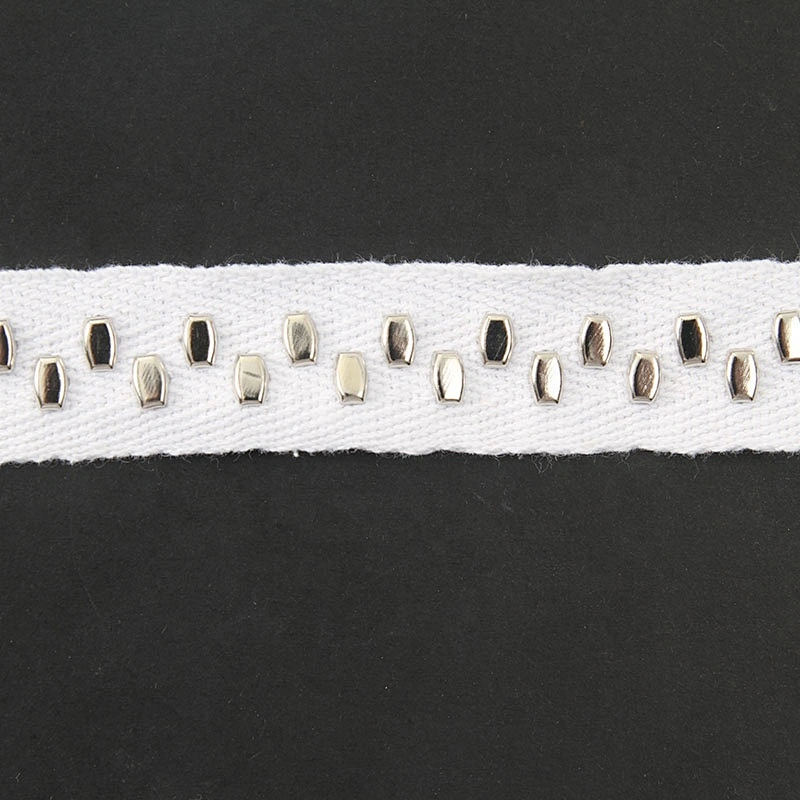 wholesale custom Studs beaded ribbon trim ribbon handmade Copper beads sew on Clothes Design Rivets Trims