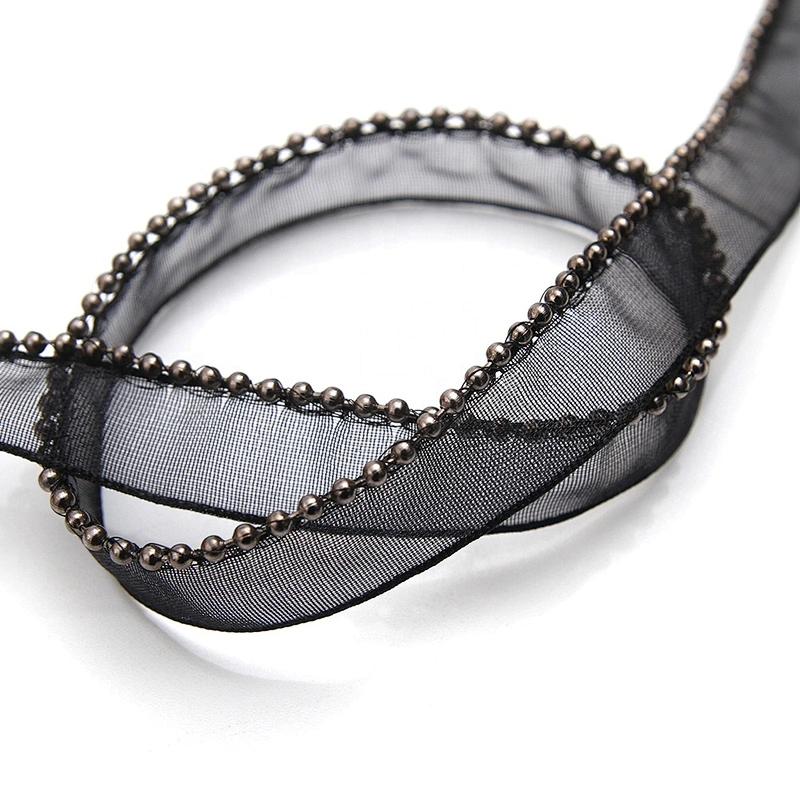 Wholesale Chain lace trim Beaded 1.3 cm Sew-On lace trim Polyester net mesh Lace trimmings for clothes  Accessories