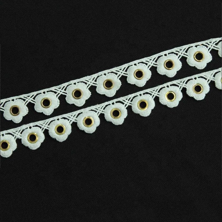 Kavatar Fashion Small Flower Design White Eyelet Lace For Wedding Dress Eyelet belt