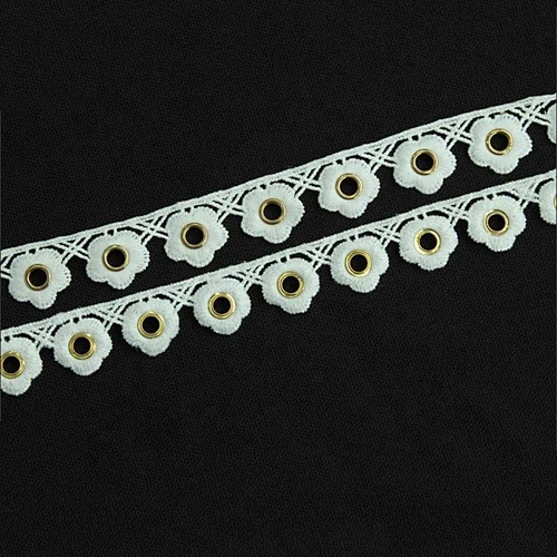 Kavatar Fashion Small Flower Design White Eyelet Lace For Wedding Dress Eyelet belt