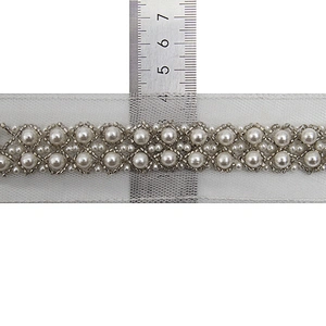 kavatar  wholesale new Handmade Bead lace Embroidered Tulle Trim wedding with Accessories Beads Rhinestones