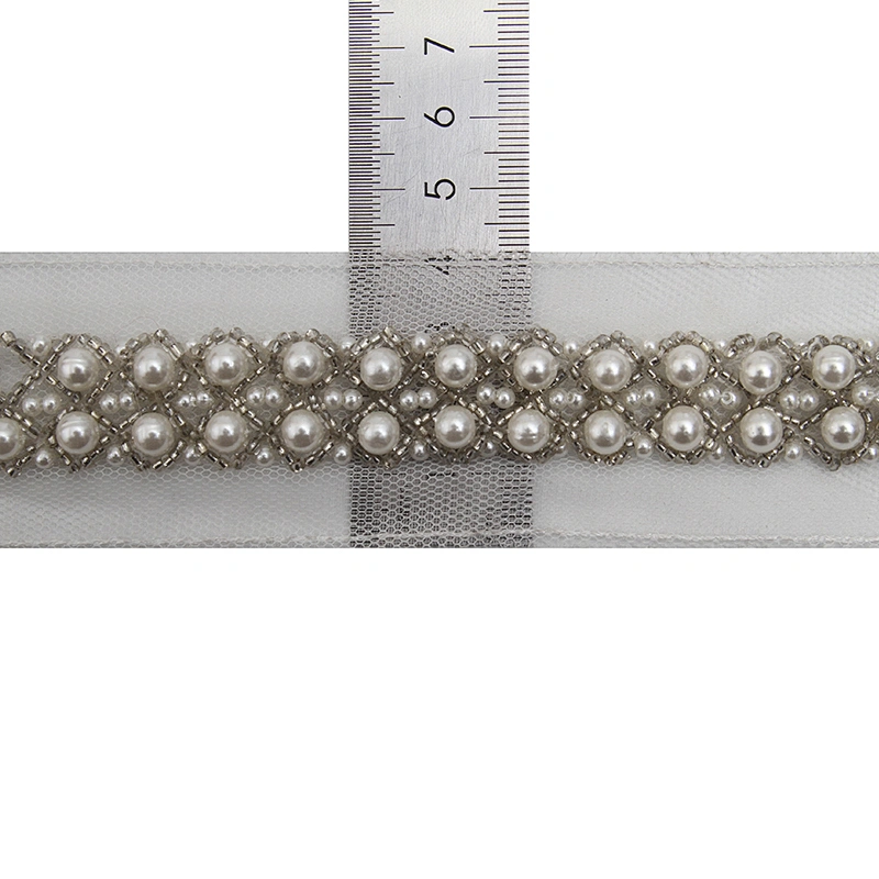 kavatar  wholesale new Handmade Bead lace Embroidered Tulle Trim wedding with Accessories Beads Rhinestones