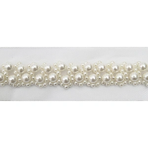 kavatar  wholesale new Handmade Bead lace Embroidered Tulle Trim wedding with Accessories Beads Crystals & Rhinestones