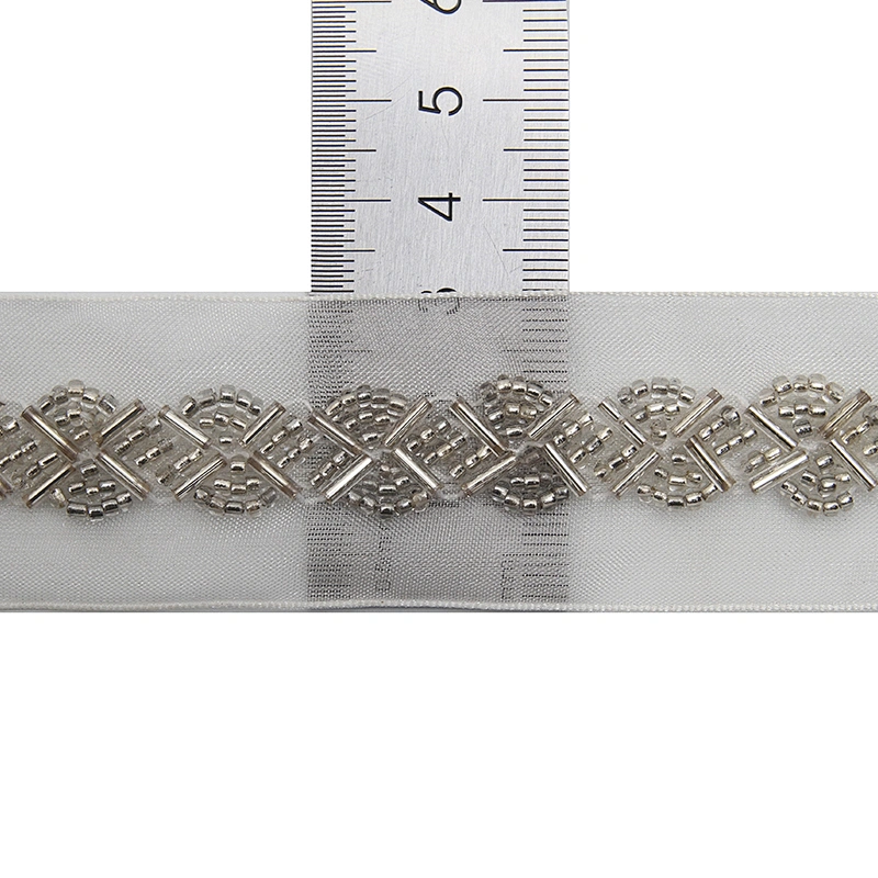 kavatar  wholesale new Handmade Bead lace Embroidered Tulle Trim wedding with Accessories Beads Rhinestones