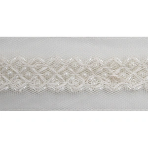 kavatar  wholesale new Handmade Bead lace Embroidered Tulle Trim wedding with Accessories Beads Rhinestones