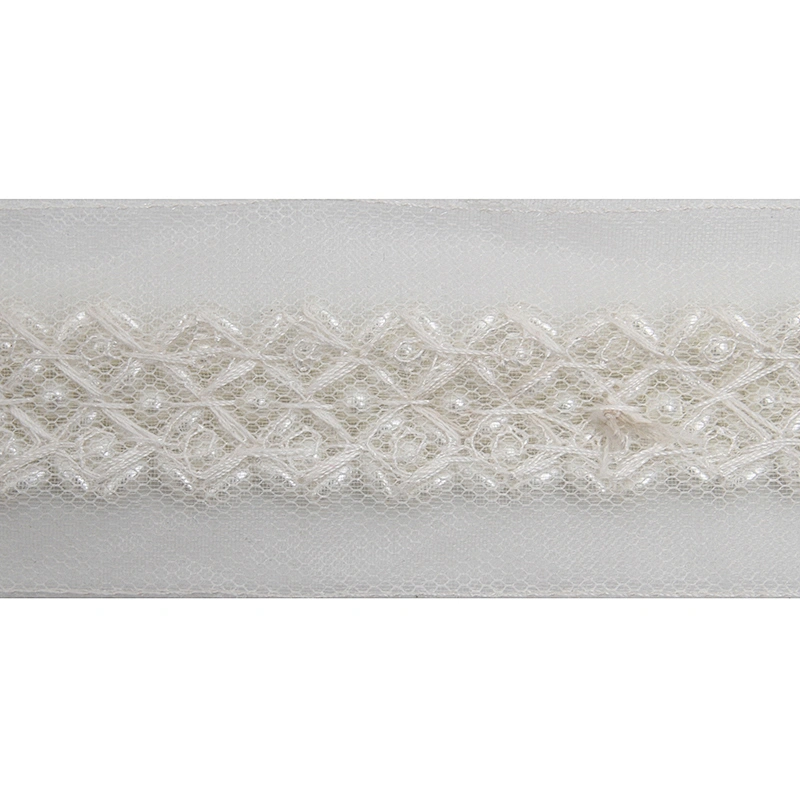 kavatar  wholesale new Handmade Bead lace Embroidered Tulle Trim wedding with Accessories Beads Rhinestones