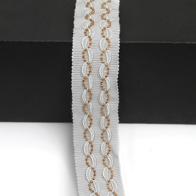 Wholesale Chain lace trim rhinestone 2.4 cm Sew-On lace trim Polyester net mesh Lace trimmings wedding for clothes  Accessories