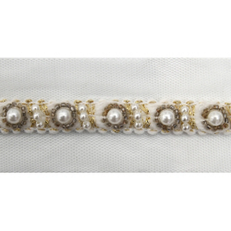kavatar  wholesale new Handmade Bead lace Embroidered Tulle Trim wedding with Accessories Beads Rhinestones