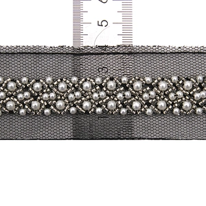 kavatar  wholesale new Handmade Bead lace Embroidered Tulle Trim wedding with Accessories Beads Rhinestones