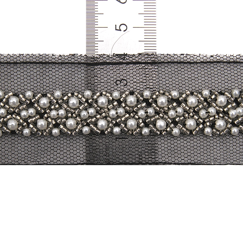 kavatar  wholesale new Handmade Bead lace Embroidered Tulle Trim wedding with Accessories Beads Rhinestones