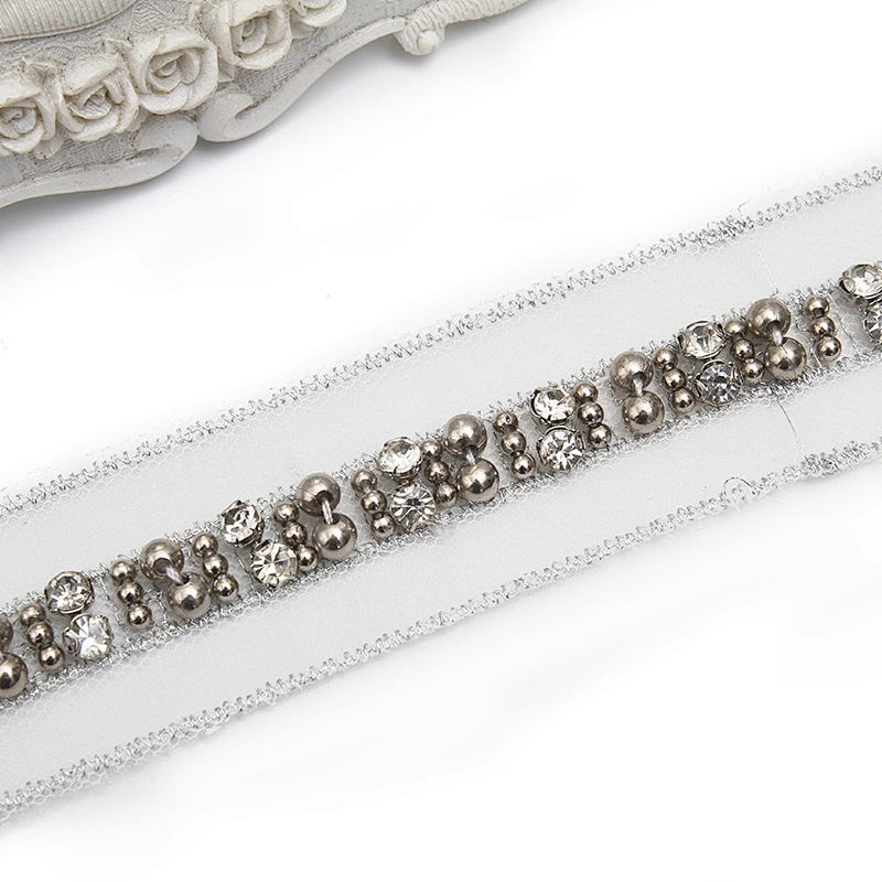 kavatar  wholesale new Handmade Bead lace Embroidered Tulle Trim wedding with Accessories Beads Rhinestones