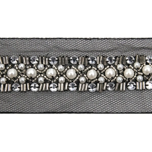 kavatar  wholesale new Handmade Bead lace Embroidered Tulle Trim wedding with Accessories Beads Rhinestones