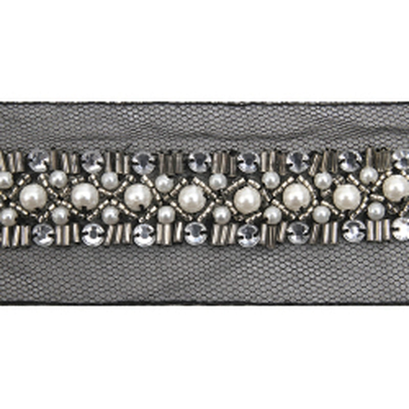 kavatar  wholesale new Handmade Bead lace Embroidered Tulle Trim wedding with Accessories Beads Rhinestones