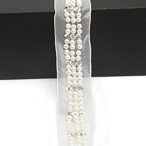 kavatar  wholesale new Handmade Bead lace Embroidered Tulle Trim wedding with Accessories Beads Rhinestones