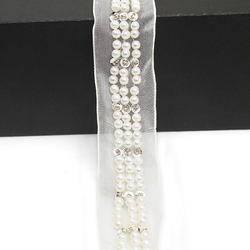 kavatar  wholesale new Handmade Bead lace Embroidered Tulle Trim wedding with Accessories Beads Rhinestones