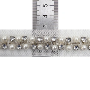 kavatar  wholesale new Handmade Bead lace Embroidered Tulle Trim wedding with Accessories Beads Rhinestones