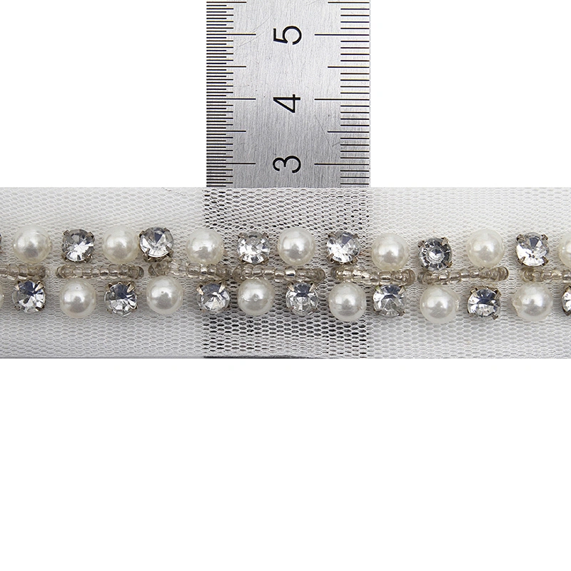 kavatar  wholesale new Handmade Bead lace Embroidered Tulle Trim wedding with Accessories Beads Rhinestones