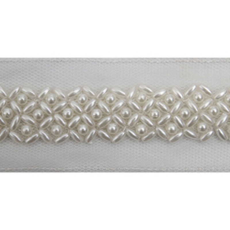 kavatar  wholesale new Handmade Bead lace Embroidered Tulle Trim wedding with Accessories Beads Rhinestones