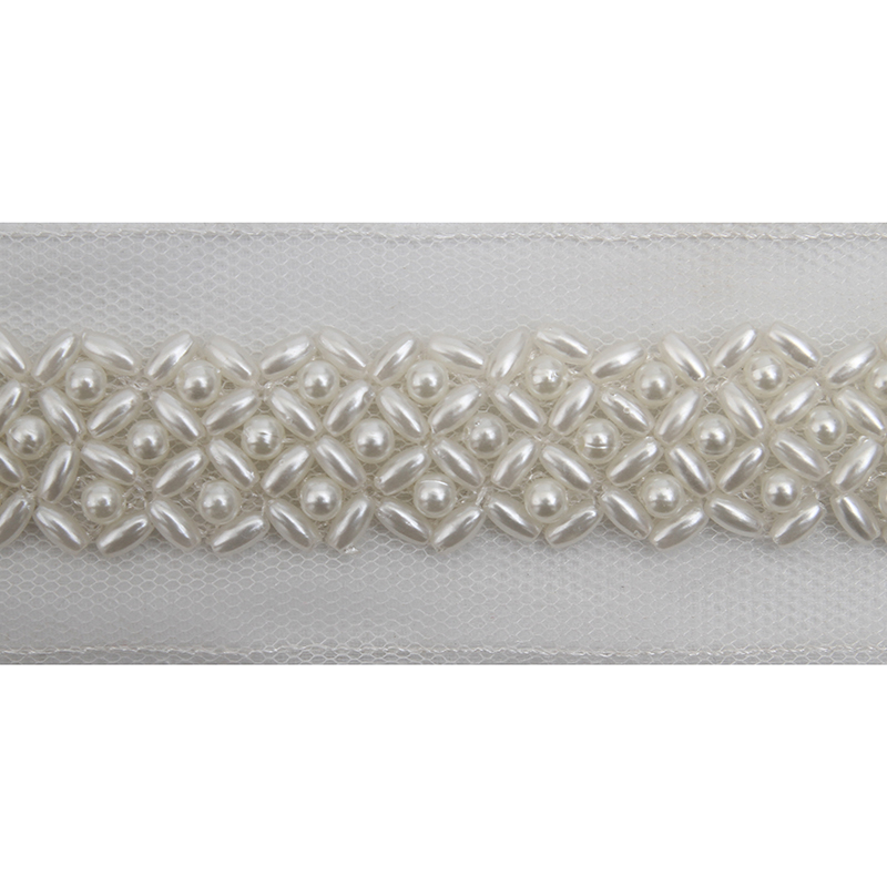 kavatar  wholesale new Handmade Bead lace Embroidered Tulle Trim wedding with Accessories Beads Rhinestones