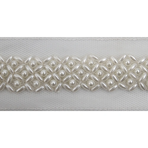 kavatar  wholesale new Handmade Bead lace Embroidered Tulle Trim wedding with Accessories Beads Rhinestones