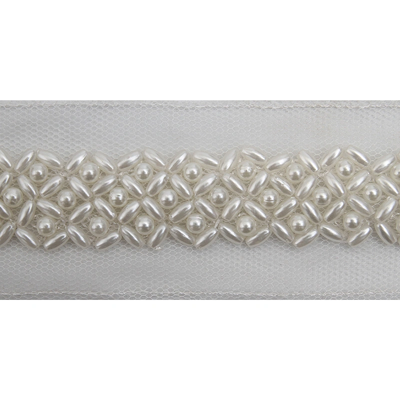 kavatar  wholesale new Handmade Bead lace Embroidered Tulle Trim wedding with Accessories Beads Rhinestones