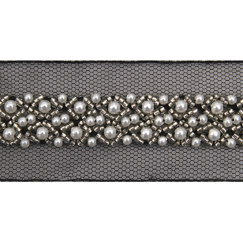 kavatar  wholesale new Handmade Bead lace Embroidered Tulle Trim wedding with Accessories Beads Rhinestones
