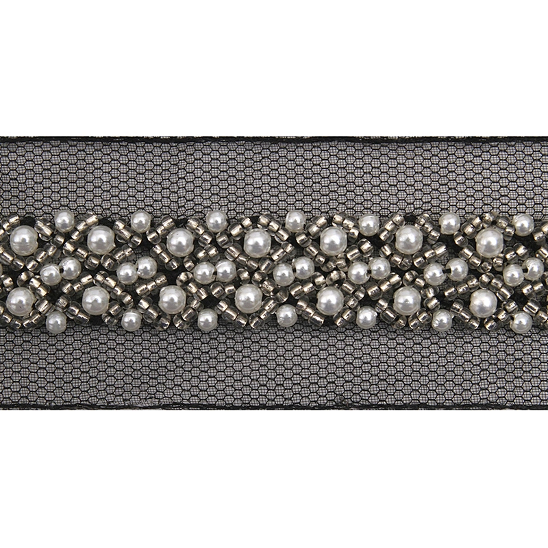 kavatar  wholesale new Handmade Bead lace Embroidered Tulle Trim wedding with Accessories Beads Rhinestones