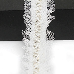 kavatar  wholesale new Handmade Bead lace Embroidered Tulle Trim wedding with Accessories Beads Rhinestones