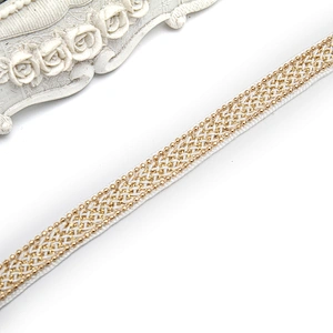 Wholesale Chain lace trim rhinestone 1 cm Sew-On lace trim Polyester net mesh Lace trimmings wedding for clothes  Accessories