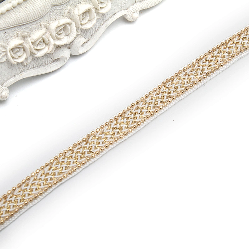 Wholesale Chain lace trim rhinestone 1 cm Sew-On lace trim Polyester net mesh Lace trimmings wedding for clothes  Accessories