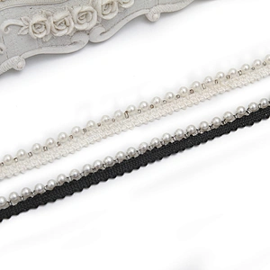 kavatar  wholesale new Handmade Bead lace Embroidered Tulle Trim wedding with Accessories Beads Rhinestones