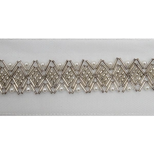 kavatar  wholesale new Handmade Bead lace Embroidered Tulle Trim wedding with Accessories Beads Rhinestones