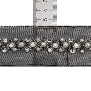 kavatar  wholesale new Handmade Bead lace Embroidered Tulle Trim wedding with Accessories Beads Rhinestones