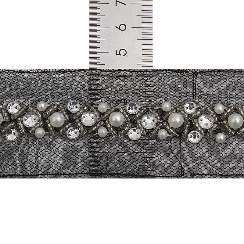 kavatar  wholesale new Handmade Bead lace Embroidered Tulle Trim wedding with Accessories Beads Rhinestones