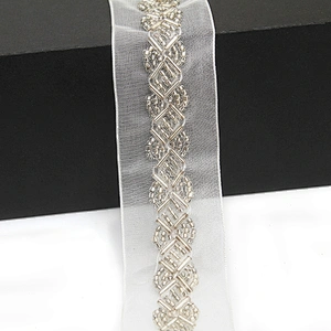 kavatar  wholesale new Handmade Bead lace Embroidered Tulle Trim wedding with Accessories Beads Rhinestones