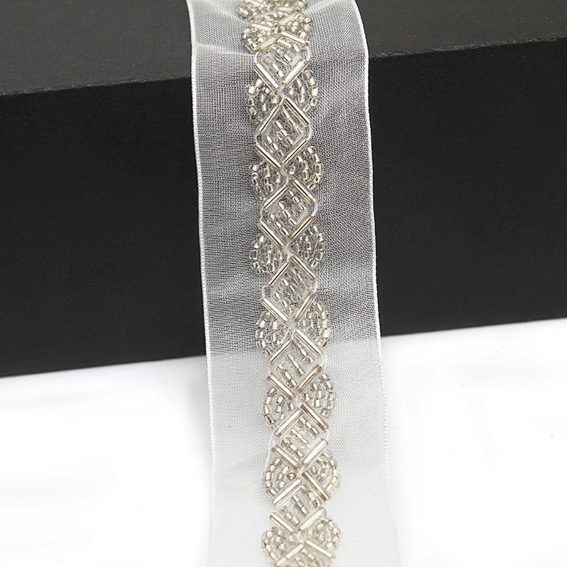 kavatar  wholesale new Handmade Bead lace Embroidered Tulle Trim wedding with Accessories Beads Rhinestones