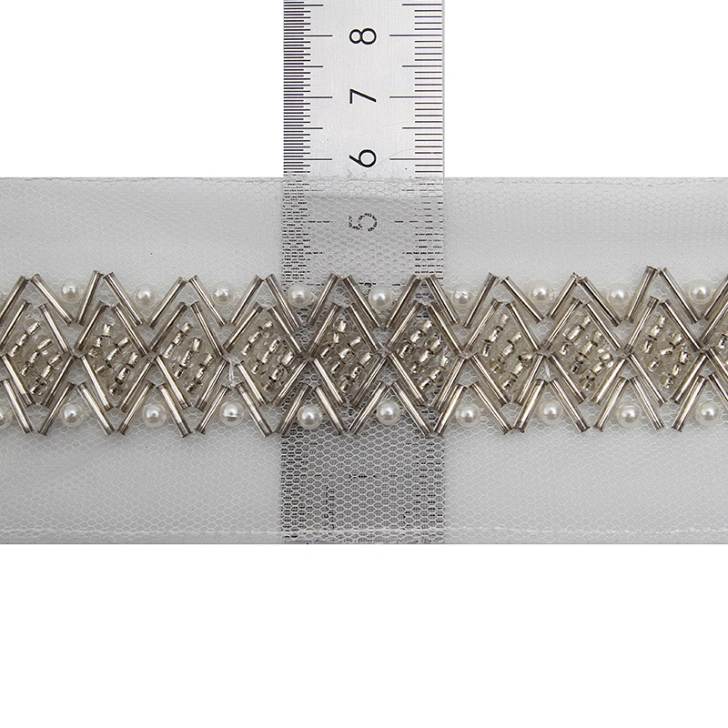 kavatar  wholesale new Handmade Bead lace Embroidered Tulle Trim wedding with Accessories Beads Rhinestones