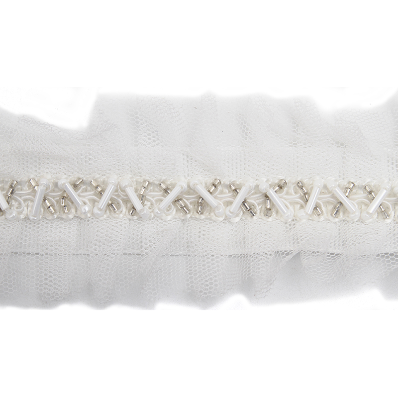kavatar  wholesale new Handmade Bead lace Embroidered Tulle Trim wedding with Accessories Beads Rhinestones