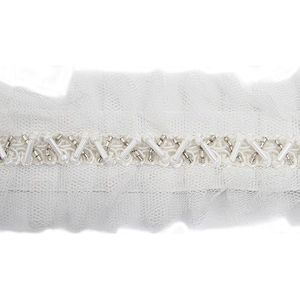 kavatar  wholesale new Handmade Bead lace Embroidered Tulle Trim wedding with Accessories Beads Rhinestones