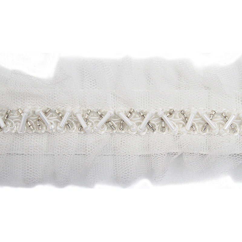 kavatar  wholesale new Handmade Bead lace Embroidered Tulle Trim wedding with Accessories Beads Rhinestones