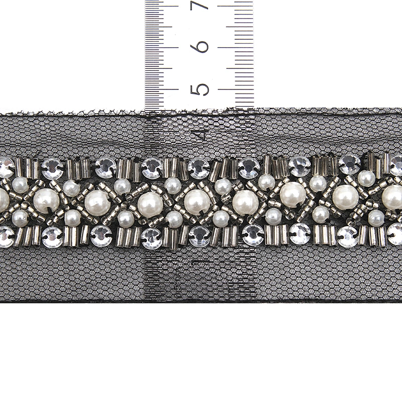 kavatar  wholesale new Handmade Bead lace Embroidered Tulle Trim wedding with Accessories Beads Rhinestones
