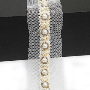 kavatar  wholesale new Handmade Bead lace Embroidered Tulle Trim wedding with Accessories Beads Rhinestones