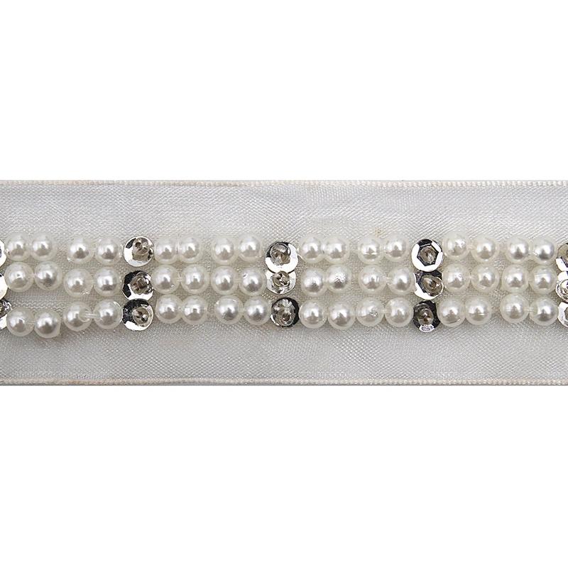 kavatar  wholesale new Handmade Bead lace Embroidered Tulle Trim wedding with Accessories Beads Rhinestones